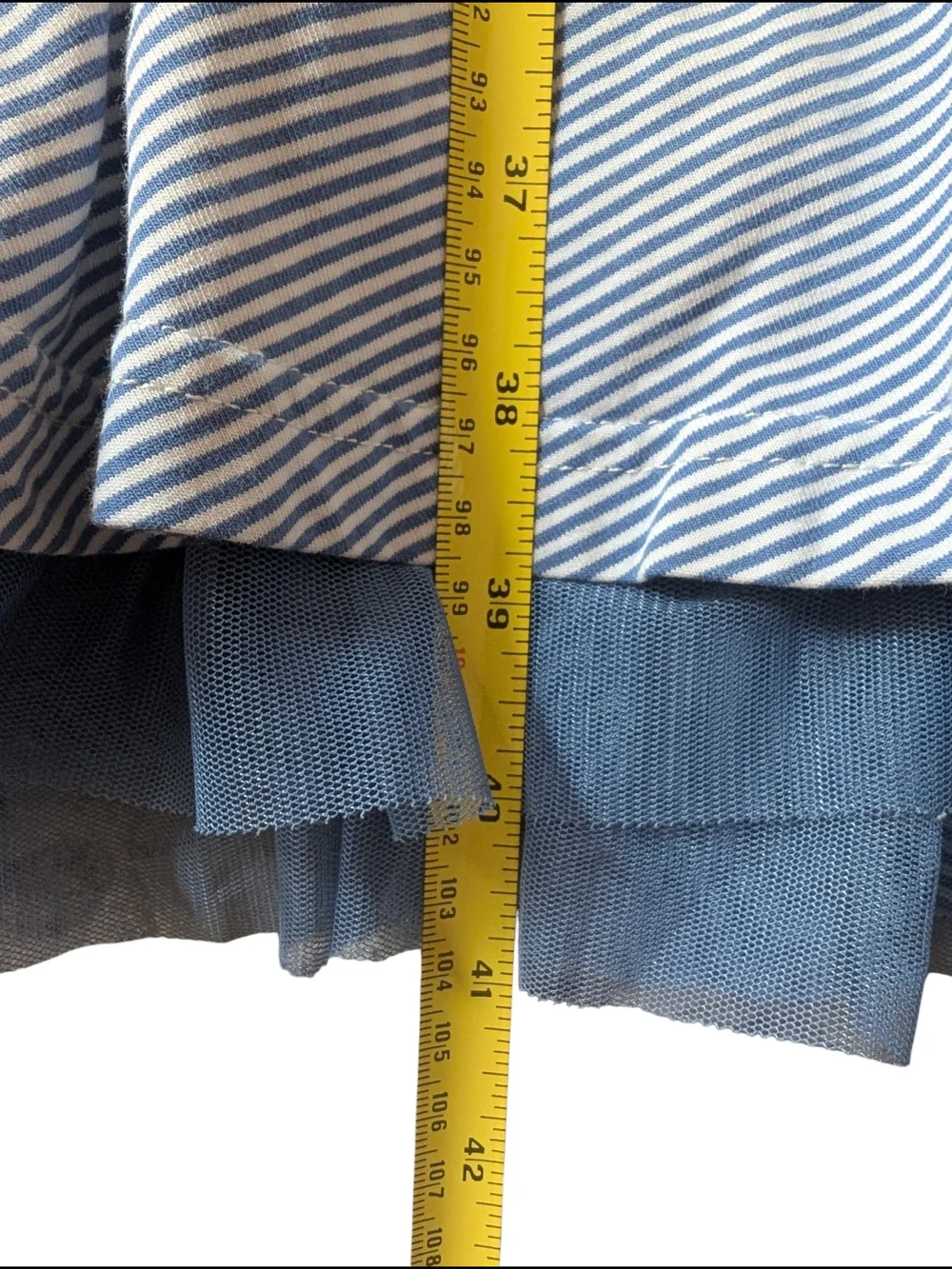 Matilda Jane Light Blue White Striped A-Line Cotton 3/4 Sleeve Dress